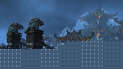 Estátuas de tigre na ponte em Shado-Pan Hideout [Refúgio Shado-Pan]