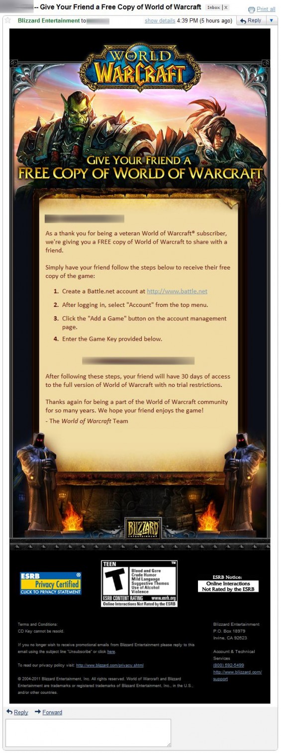 free key world of warcraft